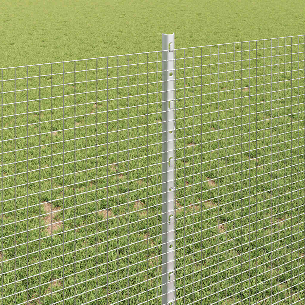 Zaun mit Pfosten Silber 1 x 25 m Stahl