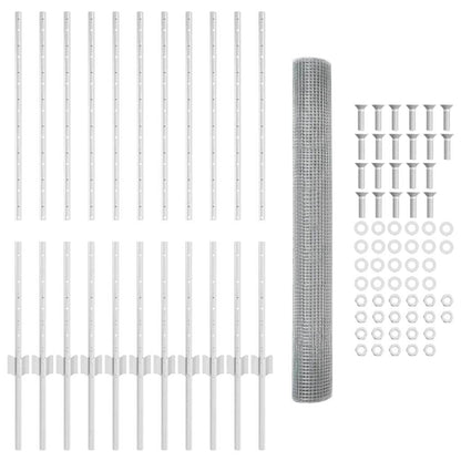 Zaun mit Pfosten Silber 1 x 25 m Stahl
