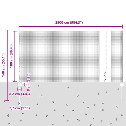 Zaun und Pfosten Silber 1 x 25 m Stahl
