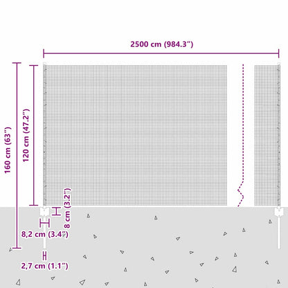Zaun mit Pfosten Silber 1.2 x 25 m Stahl