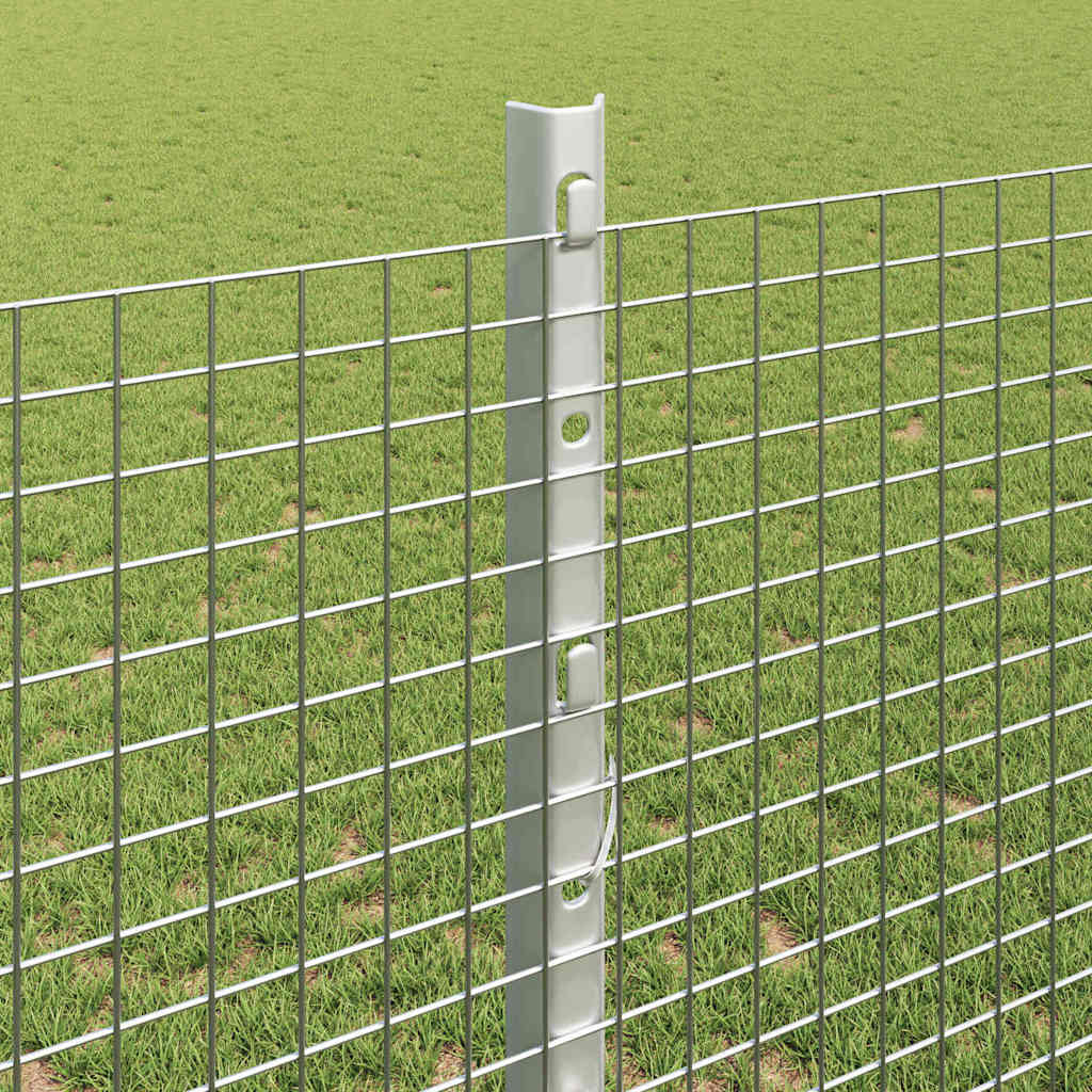 Zaun mit Pfosten Silber 1,2 x 25 m Stahl