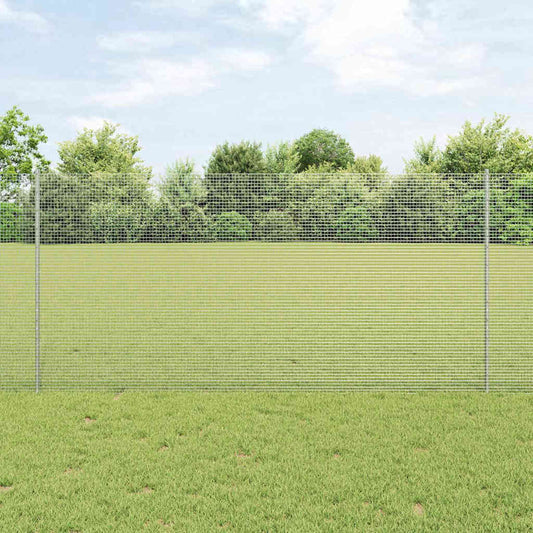 Zaun mit Pfosten Silber 1.2 x 25 m Stahl