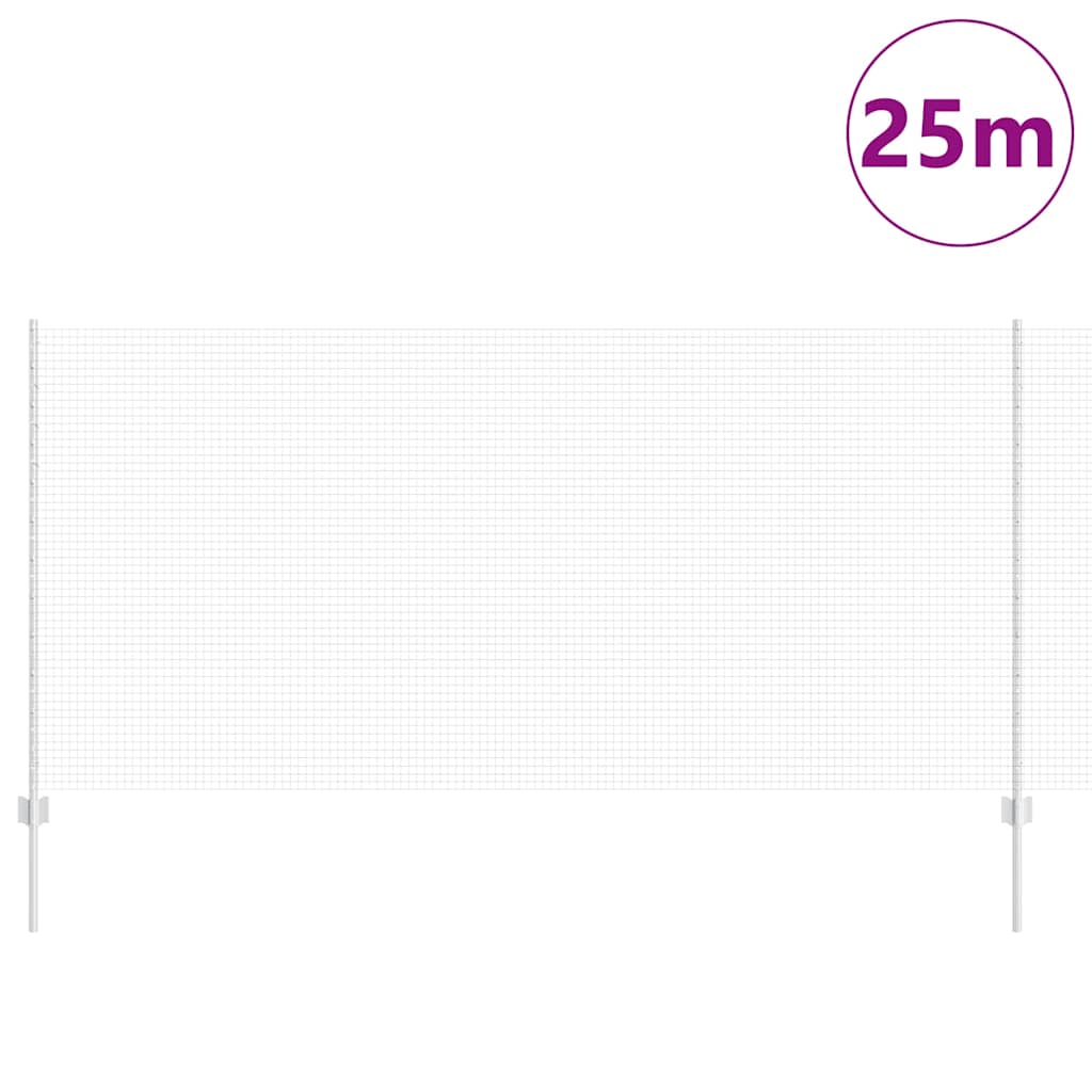 Zaun mit Pfosten Silber 1.2 x 25 m Stahl