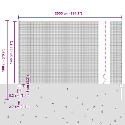 Zaun mit Pfosten Silber 1.4 x 25 m Stahl