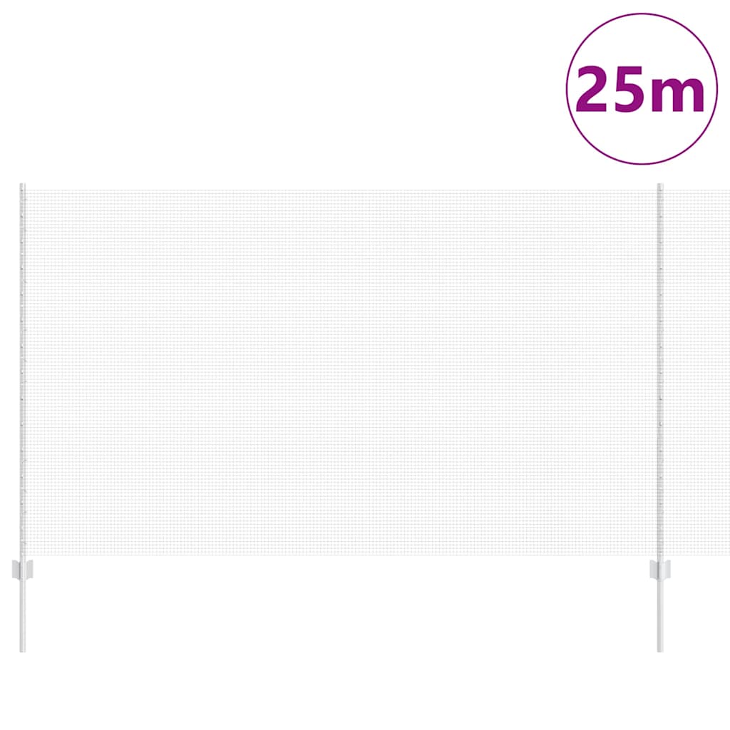 Zaun mit Pfosten Silber 1.4 x 25 m Stahl