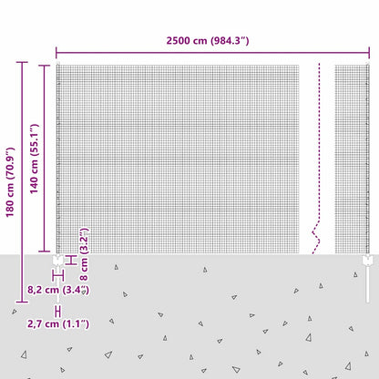 Zaun mit Pfosten Silber 1.4 x 25 m Stahl