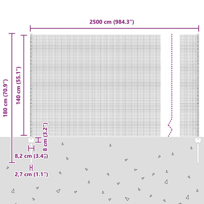 Zaun mit Pfosten Silber 1.4 x 25 m Stahl