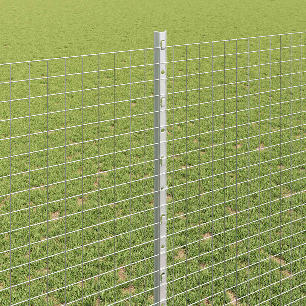 Zaun mit Pfosten Silber 1,4 x 25 m Stahl