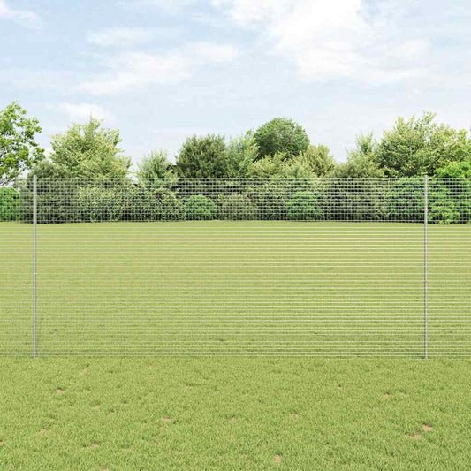 Zaun mit Pfosten Silber 1.4 x 25 m Stahl