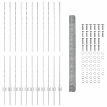 Zaun mit Pfosten Silber 1.4 x 25 m Stahl
