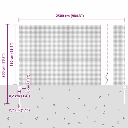 Zaun mit Pfosten Silber 1.5 x 25 m Stahl