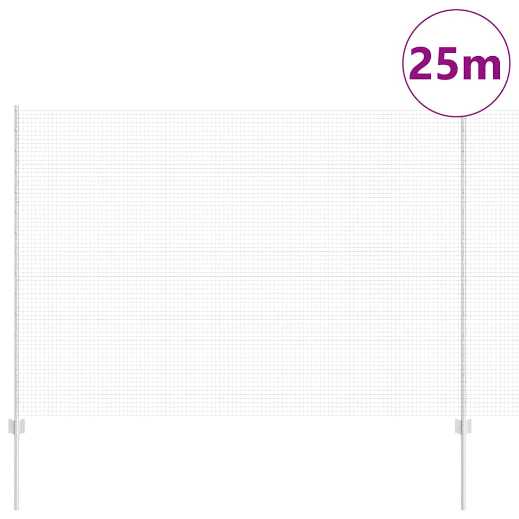 Zaun mit Pfosten Silber 1.5 x 25 m Stahl