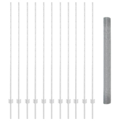 Zaun mit Pfosten Silber 1.5 x 25 m Stahl