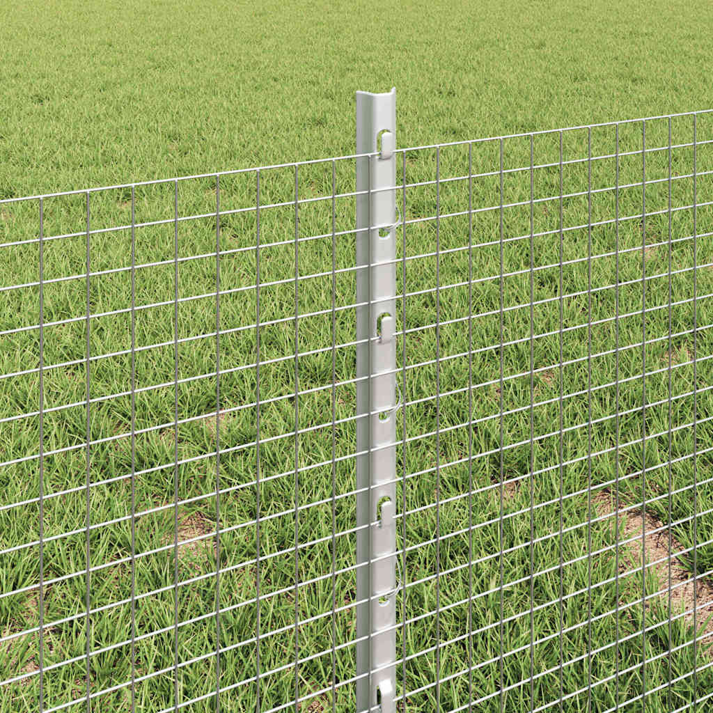 Zaun mit Pfosten Silber 0.4 x 50 m Stahl