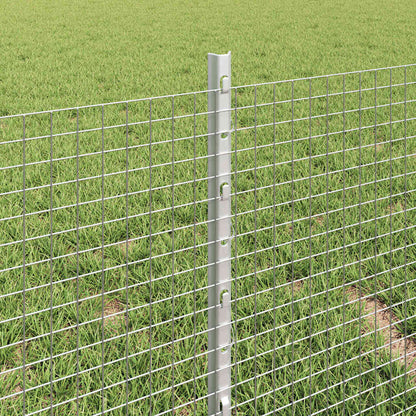 Zaun mit Pfosten Silber 0.4 x 50 m Stahl