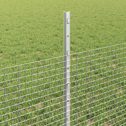 Zaun mit Pfosten Silber 0,5 x 50 m Stahl