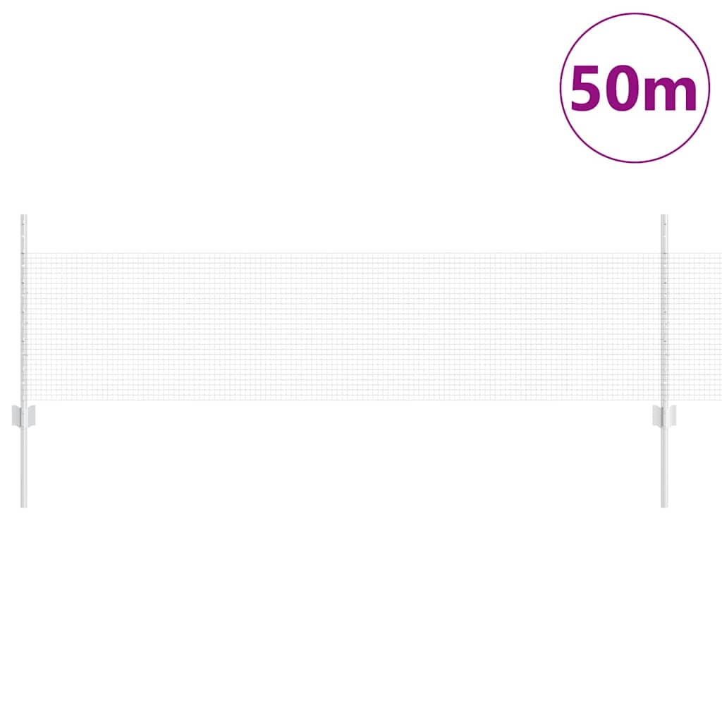 Zaun mit Pfosten Silber 0,5 x 50 m Stahl