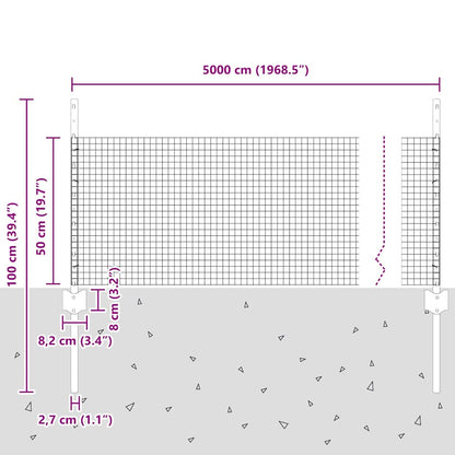 Zaun mit Pfosten Silber 0,5 x 50 m Stahl