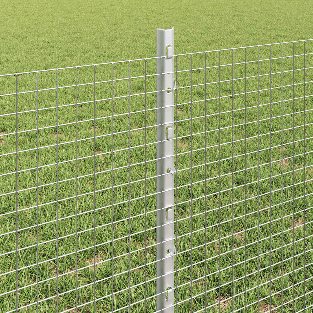 Zaun mit Pfosten Silber 0,6 x 50 m Stahl