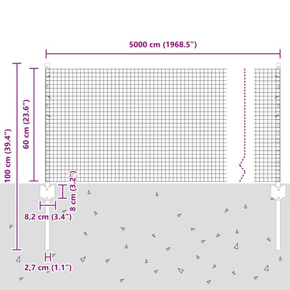 Zaun mit Pfosten Silber 0.6 x 50 m Stahl