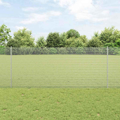 Zaun mit Pfosten Silber 1 x 50 m Stahl