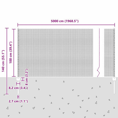 Zaun mit Pfosten Silber 1 x 50 m Stahl