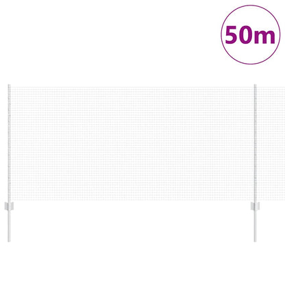Zaun mit Pfosten Silber 1 x 50 m Stahl