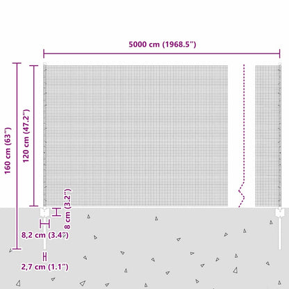 Zaun mit Pfosten Silber 1.2 x 50 m Stahl
