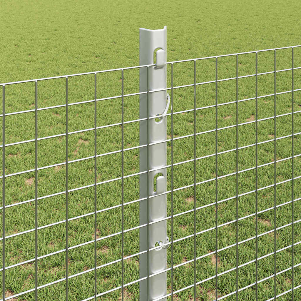 Zaun mit Pfosten Silber 1,2 x 50 m Stahl