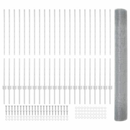 Zaun mit Pfosten Silber 1.2 x 50 m Stahl