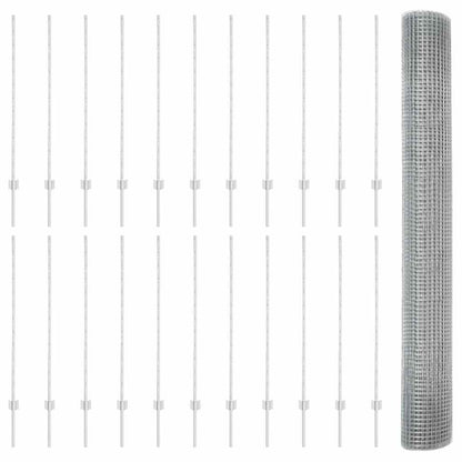 Zaun mit Pfosten Silber 1.2 x 50 m Stahl