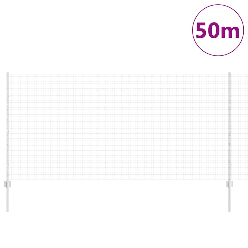 Zaun mit Pfosten Silber 1.2 x 50 m Stahl