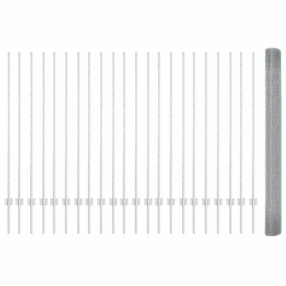 Zaun mit Pfosten Silber 1.4 x 50 m Stahl