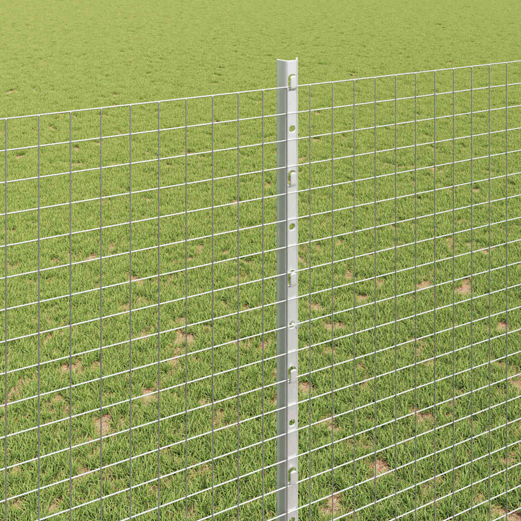 Zaun mit Pfosten Silber 1,5 x 50 m Stahl