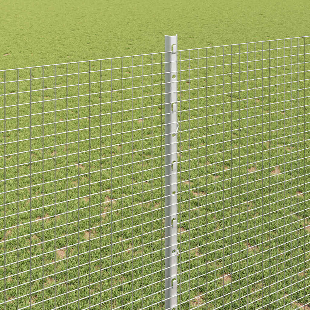 Zaun mit Pfosten Silber 1,6 x 50 m Stahl
