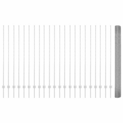 Zaun mit Pfosten Silber 1.6 x 50 m Stahl