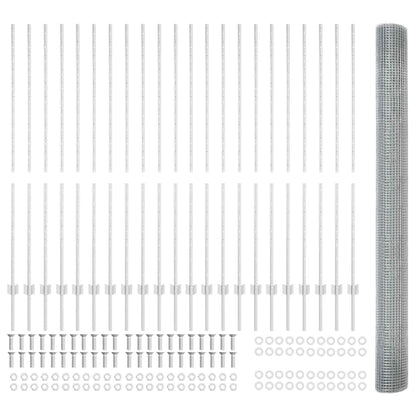 Zaun mit Pfosten Silber 1.6 x 50 m Stahl
