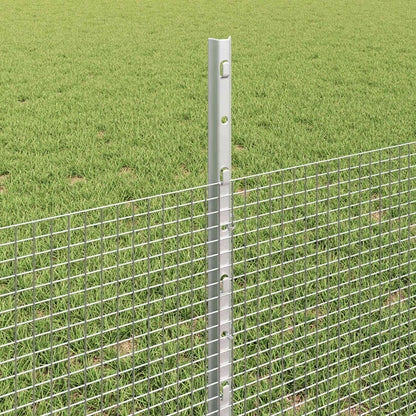 Zaun mit Pfosten Silber 0,5 x 100 m Stahl