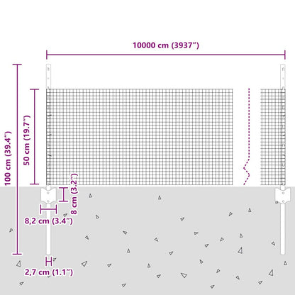 Zaun mit Pfosten Silber 0,5 x 100 m Stahl