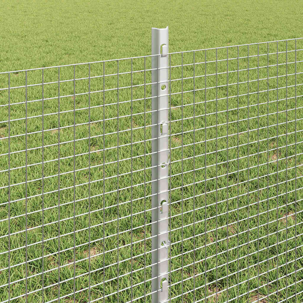 Zaun mit Pfosten Silber 0,6 x 100 m Stahl