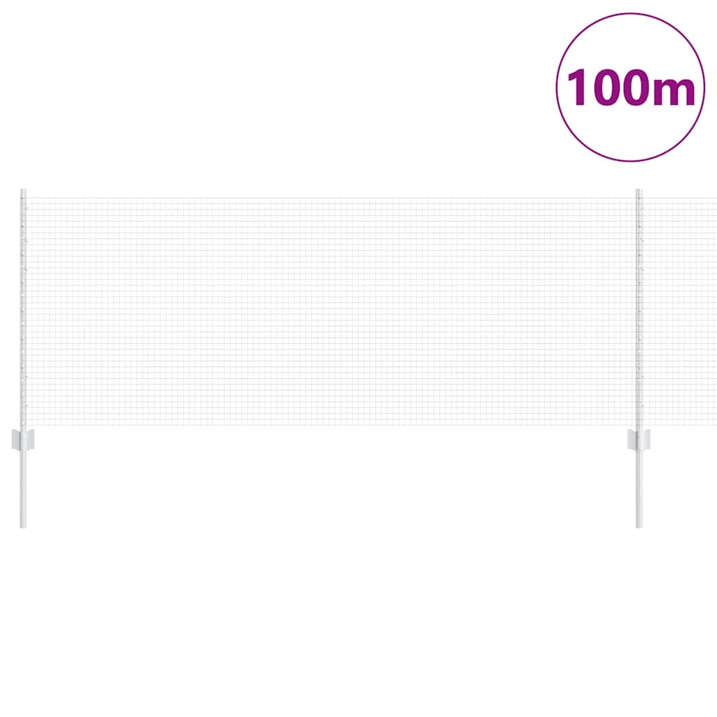 Zaun mit Pfosten Silber 0,8 x 100 m Stahl