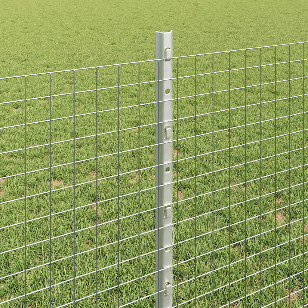 Zaun mit Pfosten Silber 0,8 x 100 m Stahl