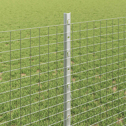 Zaun mit Pfosten Silber 0,8 x 100 m Stahl