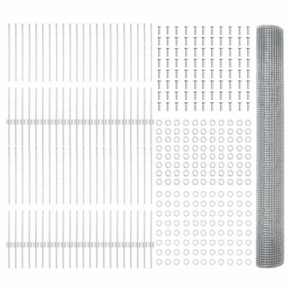 Zaun mit Pfosten Silber 1 x 100 m Stahl