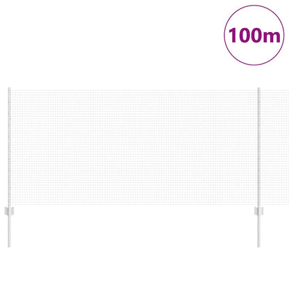 Zaun mit Pfosten Silber 1 x 100 m Stahl