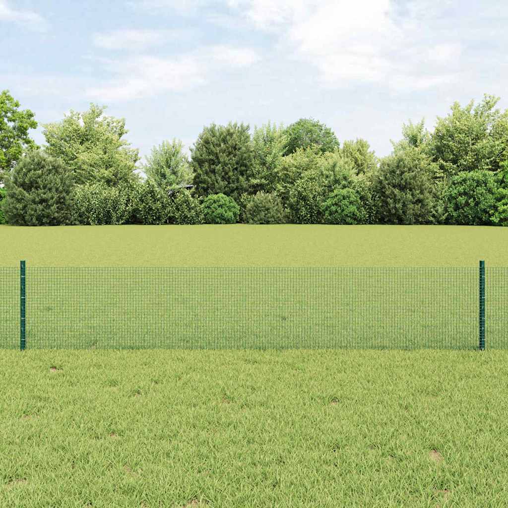 Zaun mit Pfosten Grün 0,4 x 10 m Stahl