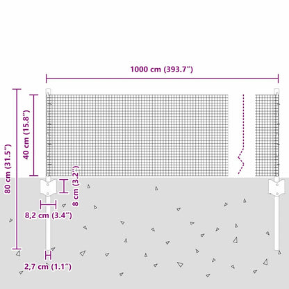 Zaun mit Pfosten Grün 0,4 x 10 m Stahl