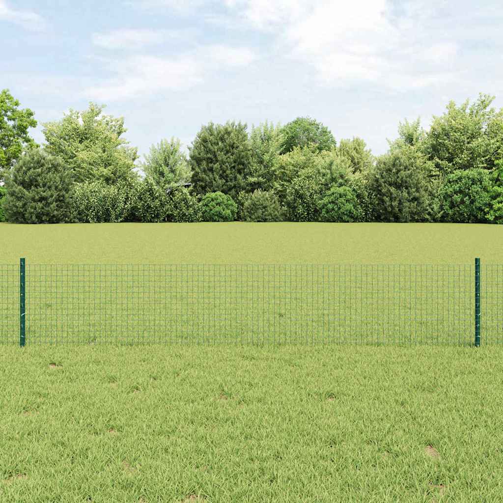 Zaun mit Pfosten Grün 0,4 x 10 m Stahl