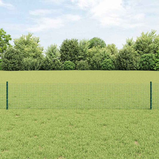 Zaun mit Pfosten Grün 0,4 x 10 m Stahl