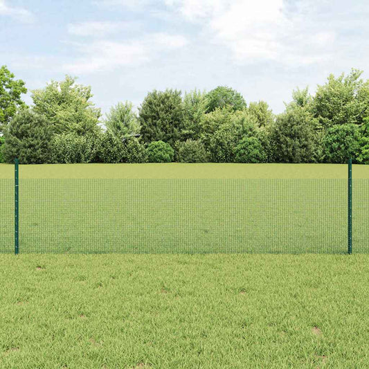Zaun mit Pfosten Grün 0,5 x 10 m Stahl